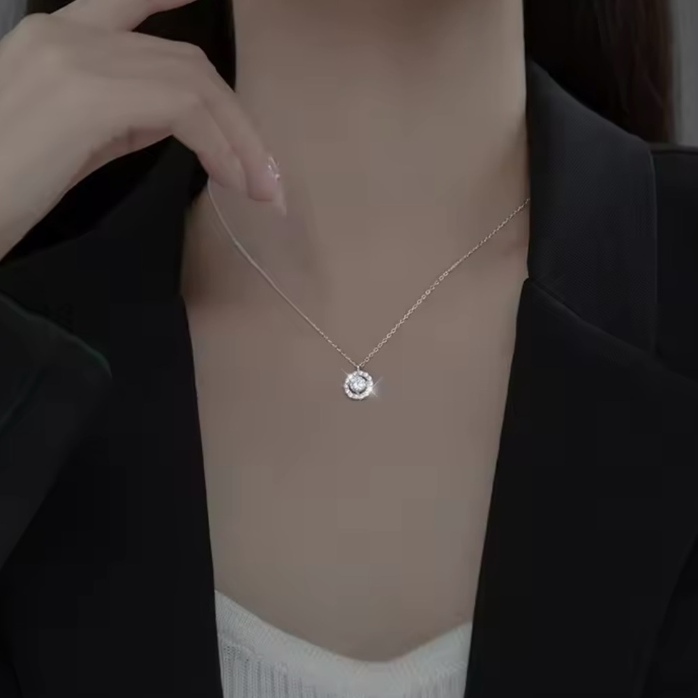 0.5ct Moissanite Diamond Necklace Original 925Sterling Silver&Gold Plated